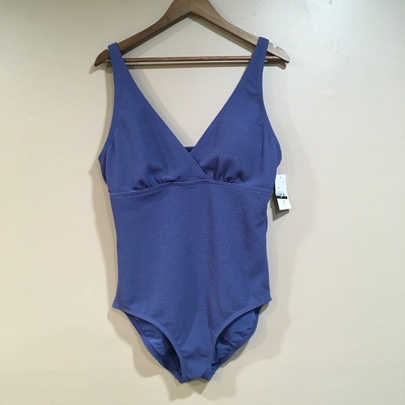 Lands' End Other - Lands End Tummy Control Metallic One Piece Swimsuit Womens XL 18 Blue UPF 50